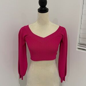 Zara Fuchsia V-Neck Crop Top